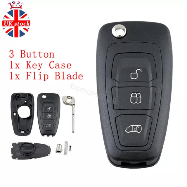 Replacement 3 Button Remote Flip Key Fob Case Cover for Ford TRANSIT CUSTOM MK8