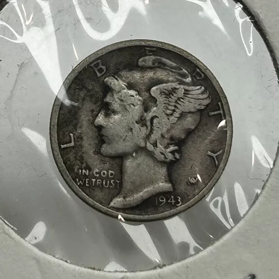 1943 P Mercury Dime, US 10C 90% Silver Coin, F-VF 6104