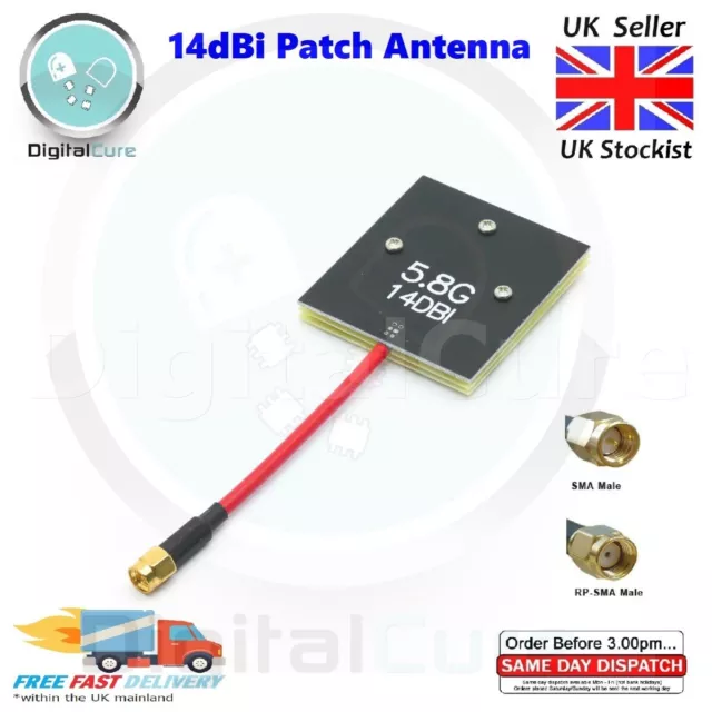 FPV 5.8GHz 14dBi Directional Flat Patch Antenna SMA RP-SMA for Goggles Fatshark