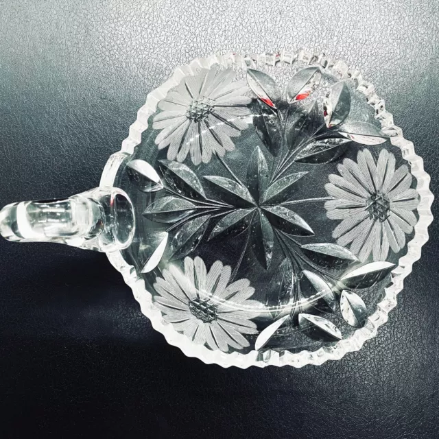 ABP Antique American Brilliant Cut Glass Nappy Dish Flowers  6.25"