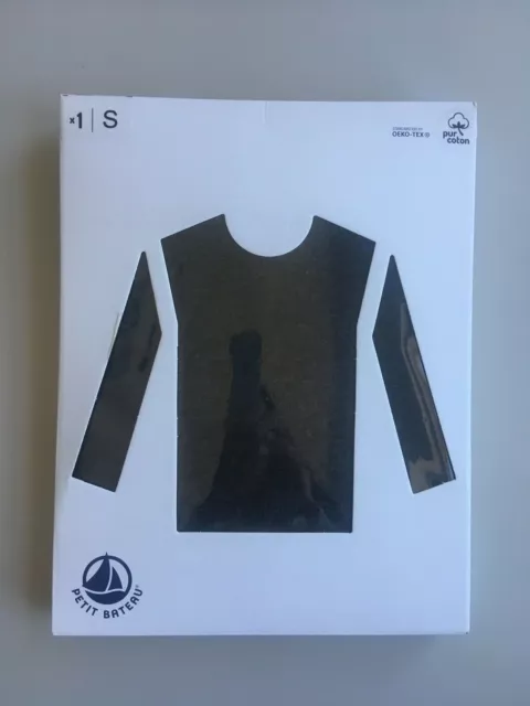 NEW Petit Bateau Women's Long-Sleeved Iconic T-Shirt - Charcoal Gray - Size S