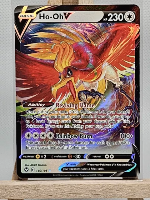 Ho-Oh V 140/195 HP230 Holo Rare Pokemon Card TCG - Silver Tempest Set