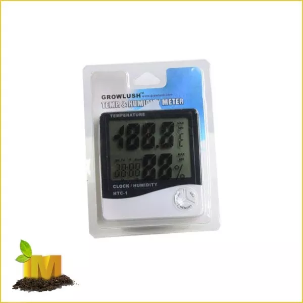 2x Hydroponics Grow Room Digital HTC-1 Temperature Humidity Meter Clock Alarm