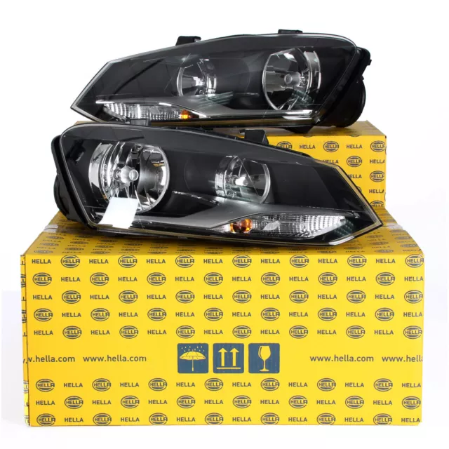 2x HELLA HALOGEN Scheinwerfer + Leuchtmittel für VW POLO V 6R 6C bis 04.2014