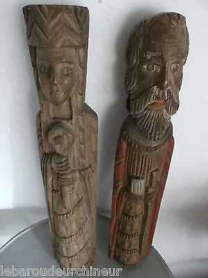 Two Statuettes Wooden End 19s Early 20s