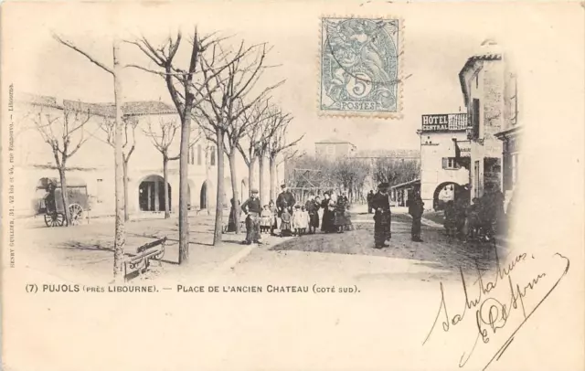 CPA 33 PUJOLS PLACE DE L'ANCIEN CHATEAU SOUTH COAST (back undivided) ANIMEE