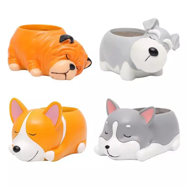 Cute Resin Cartoon Dog  ers Small  Pot with Drainage Hole Cute Gift, Various