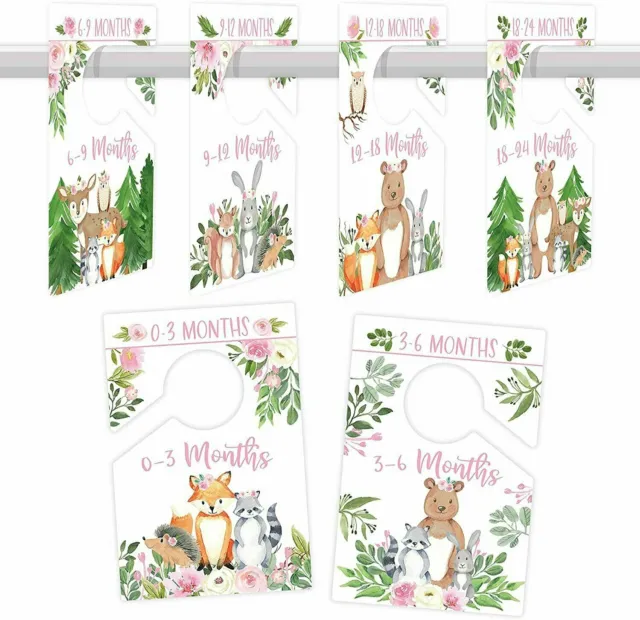 6 Baby Closet Size Dividers Baby Girl - Woodland Baby Closet Dividers By...