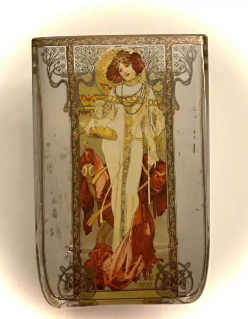Goebel Artis Orbis Windlicht Herbst 1900 Teelicht Glas 10 cm von Alfonse Mucha
