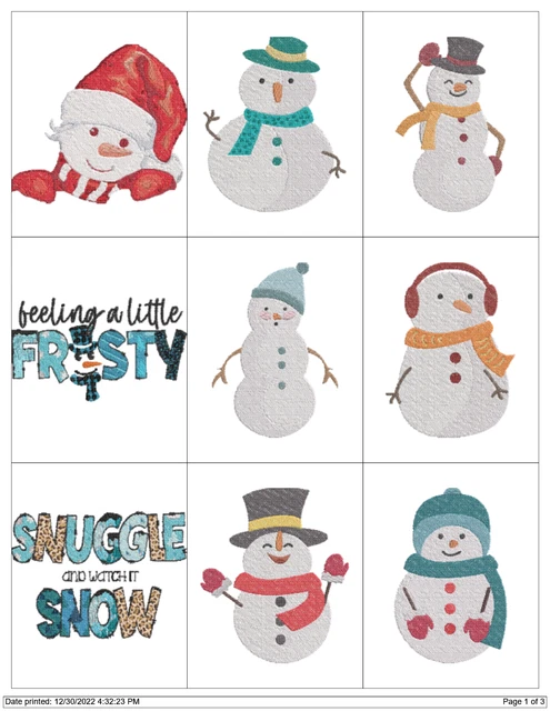 Invierno Muñecos De Nieve Y Citas Máquina Bordado Diseños Pes Jef Hus Usb