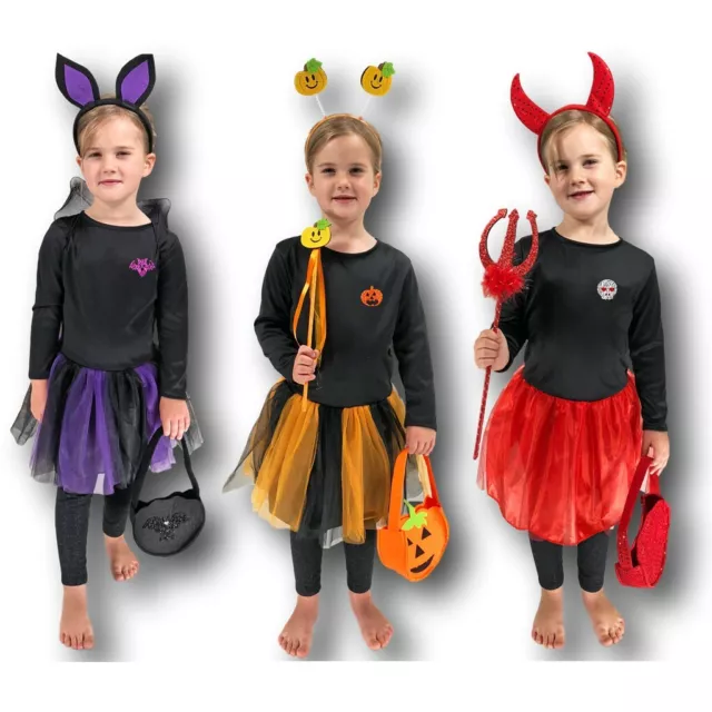 Niña Murciélago Calabaza Fairy Diablo Tutú Disfraz Halloween de Niño 3-5 Años