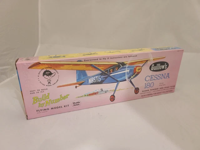 Guillow's Cessna 180 Balsa Wood Flying Model Airplane Kit, Vintage Plane GUI-601