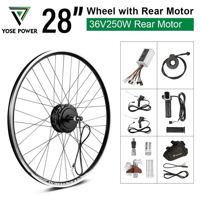 Kit Complet Conversion Vélo électrique 36V 250W – Roue Arrière 28", Batterie 13Ah, Idéal Pour Ville