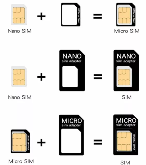 4 In 1 Pack Nano To Micro & Standard Sim Card Adaptor For Various Mobile Phones