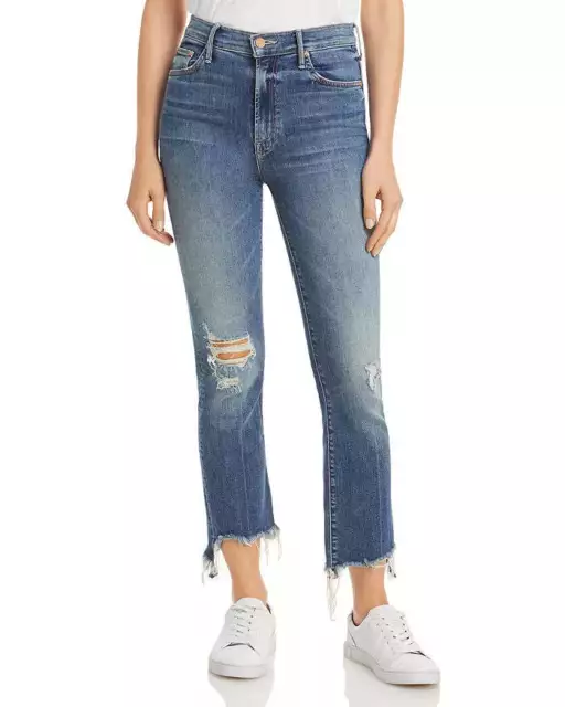 MOTHER The Insider High Rise Crop Step Fray Bootcut Jeans TR 1779