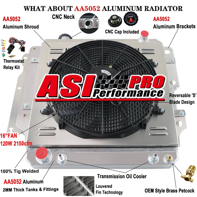 4 Row Radiator+Shroud fan+Relay for 1987-2006 Jeep Wrangler TJ YJ 2.5L-4.2L