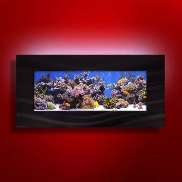 New!  Aussie Aquarium - Skyline Brushed  Black Wall Mounted Fish Tank
