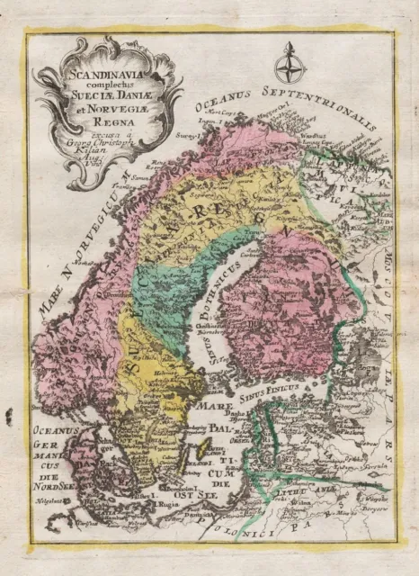 Scandinavia Norge Sverige Norvegia Sweden Mappa Kilian 1759