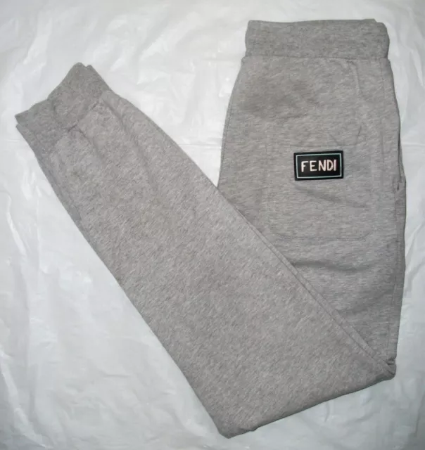 FENDI Pantaloni JOGGERS JOGGING BOTTOMS Grigio XS PILE POLSINO Tuta Pantaloni