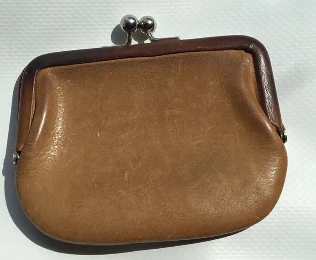 Vintage COACH Tan Leather Kisslock Coin Purse