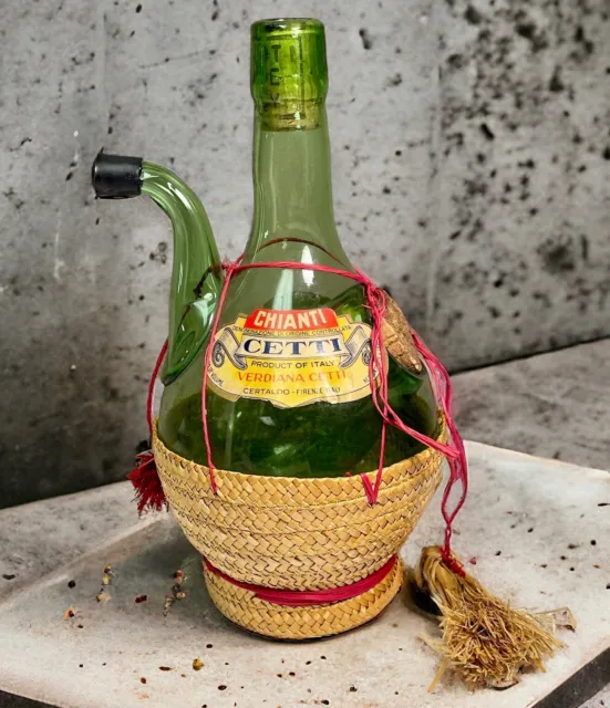 Vintage Italian Chianti Classico Wine Bottle Ice Chamber Wicker Bottom DAYTON OH