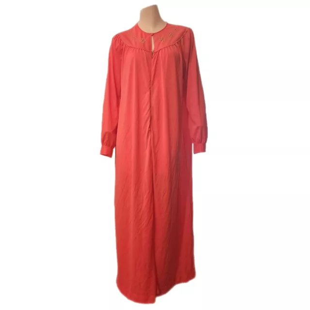 VINTAGE WOMENS ROBE Coral Lightweight Size Small M Long Housecoat Retro ...