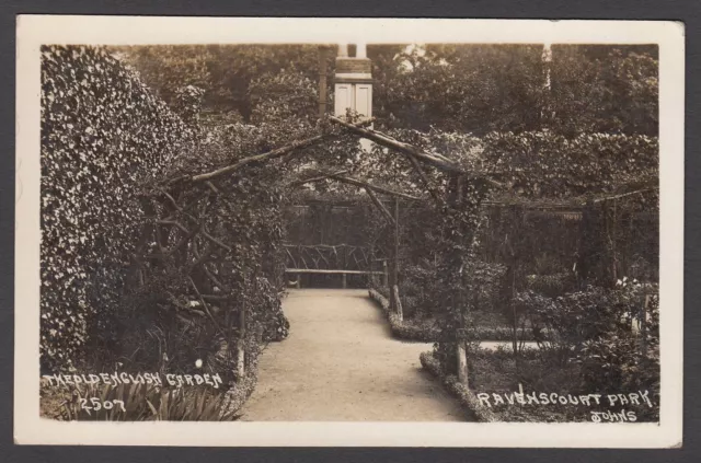 Postcard Ravenscourt Park garden near Hammersmith London posted 1914 RP by Johns