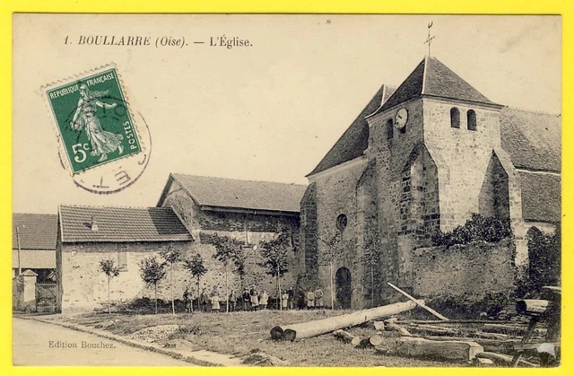 cpa RARE 60 - BOULLARRE (Oise) L'Eglise du VILLAGE Animée Enfants