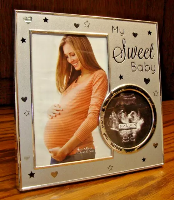 PHOTO FRAME 'My Sweet Baby' Silver for 4"x6" + 3"x3" Pictures Tabletop Decor R18