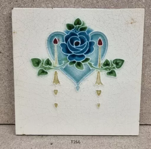 Antique fireplace tile, Art Nouveau, Lea & Boulton (T266)