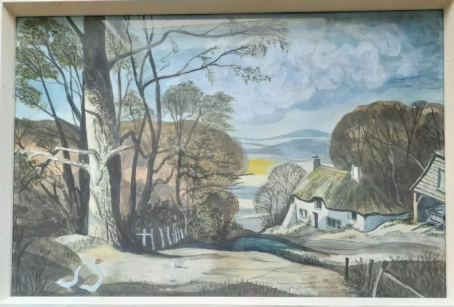 Original Old Large Watercolour Painting. H.C Johnson(Dover Kent)Paul Nash style?