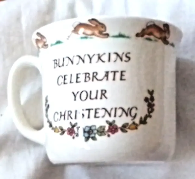 Bunnykins Celebrate Your Christening Mug  Single Handle Royal Doulton