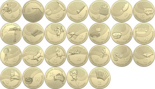 🌈2019 Great Aussie Coin Hunt $1 Alphabet Coin Set🌈 2