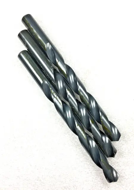 25/64 3 PCS H.S.S. Jobber  Drill Bits Black Oxide 118 Deg Point Metal Cutting