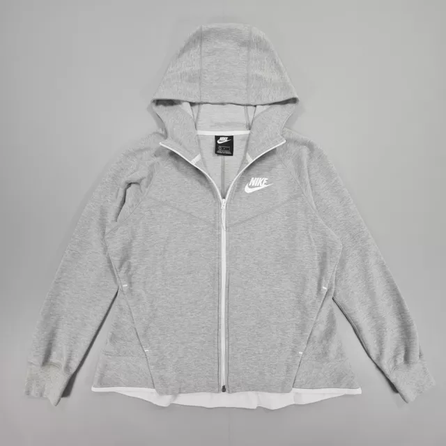 Nike Damen Hoodie grau Large Tech Fleece Windrunner mit durchgehendem Reißverschluss 930759 063