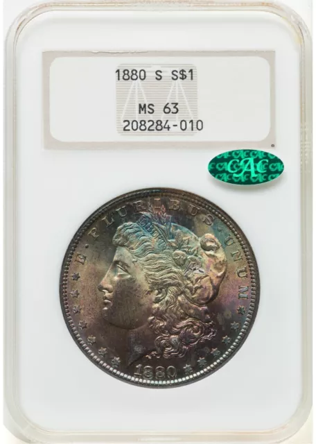 World's Most Beautiful 1880-S Morgan Silver Dollar NGC MS63 CAC EMPEROR OF TONE