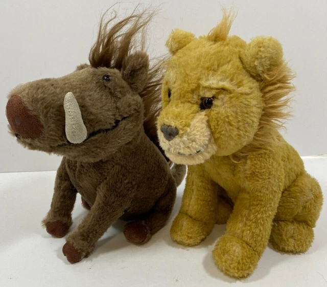 DISNEY THE LION King Pumbaa and Simba Talking 8" Stuffed Animal Plush £