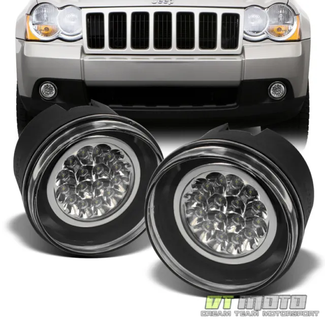 For 2005-2010 Jeep Grand Cherokee Commander Dakota Durango Full LED Fog Lights