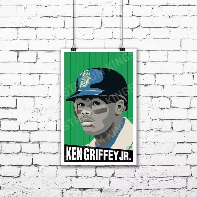 Ken Griffey Jr. Mariners Baseball Poster Art Print- 11x17 in. Ken Griffey Jr. Mariners Baseball Poster Art Print- 11x17 in.