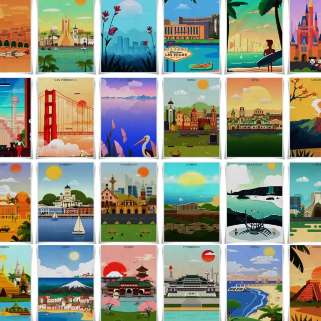 Travel Posters Famous Tourist Sites Cloth Prints A3 Size Wall Art Home Decor