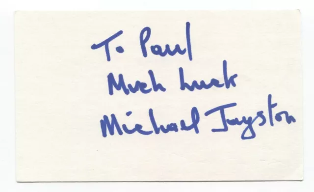 Tarjeta de índice firmada por Michael Jayston 3x5 firma autografiada de Dr. Who