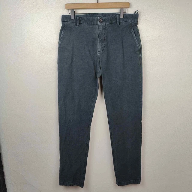 Buck Mason Trouser Pants Mens 33 Dark Blue Sueded Cotton Broken Twill Zip Fly