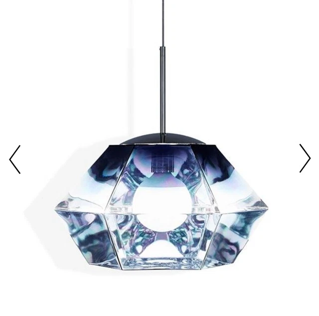 Tom Dixon Cut Short Pendant, Smoke, Faceted, Futuristic Gem Light Fixture $730