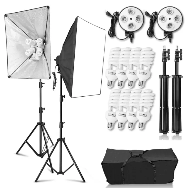 Photo Studio Continuous Lighting Softbox Umbrella backdrop background Stand Kit 3