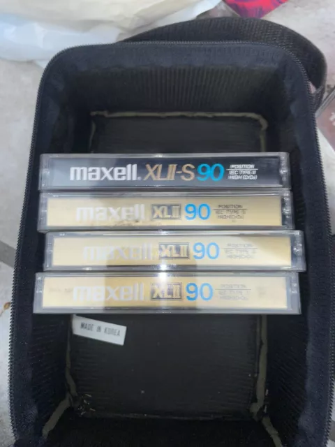 4x Maxell High Bias XLII Type II 90 Min Audio Cassette Tapes With Case