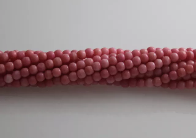 Opaque Pink - 100 4mm Round Pressed Czech Glass Druk Beads