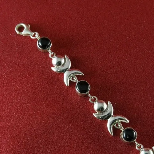 Bracelet Argent 925 "Lune" serti onyx noir - PRIX CASSE
