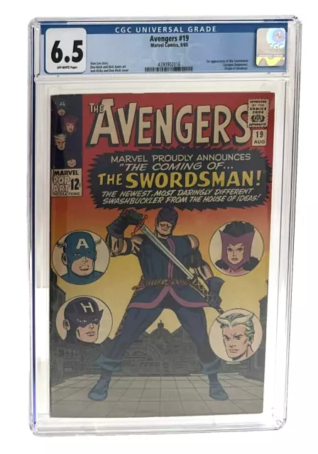 Avengers #19 CGC 6.5 Kirby/Stan Lee 1965 KEY Hawkeye Origin/1st App of Swordsman