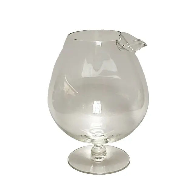 Vintage Large Clear Glass Brandy Snifter Pour Spout Cognac Liquor Barware 8"