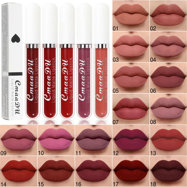 6 PIEZAS / Juego de lápiz labial líquido mate brillo labial de larga duración para mujer ~